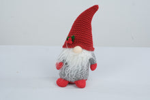 Load image into Gallery viewer, Christmas Gnome Plush Red Knit Hat Gray Body White Beard Holiday Decor 10 Inch