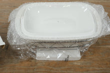 Load image into Gallery viewer, Godinger 2-Quart Rectangular Covered Porcelain Baker with Chrome Serving Rack – New in Box