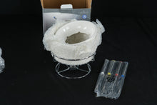 Load image into Gallery viewer, Godinger 6-Piece Fondue Set – Porcelain Pot, Chrome Rack & Stainless Forks (New in Box)