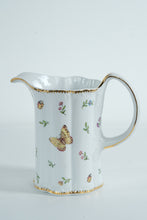 Load image into Gallery viewer, I. Godinger & Co. Primavera Porcelain Pitcher – Butterfly & Floral Design – Gold Trim – 8" Tall