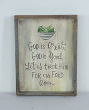 Load image into Gallery viewer, God Is Great Rustic Farmhouse Framed Canvas Wall Art – 12.5" x 16.5" Inspirational Kitchen Décor