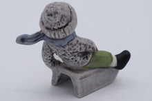Load image into Gallery viewer, Goebel Porcelain Figurine โ Child on Sled Winter Scene #13904-07, Hand-Painted Germany