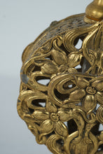 Load image into Gallery viewer, Vintage Ornate Gold Tone Filigree Perfume Bottle Holder With Stopper Vanity Display