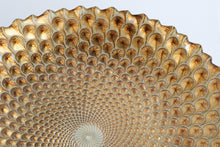 Load image into Gallery viewer, Large 20 Inch Gold Peacock Feather Embossed Metal Decorative Bowl