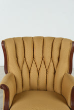 Load image into Gallery viewer, Traditional Mahogany Wingback Accent Chair with Tufted Upholstered Back - ONLINE ONLY