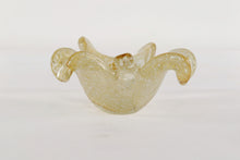 Load image into Gallery viewer, Murano Style Gold Fleck Art Glass Bowl Freeform Ruffled Edge Dish 7 Inch
