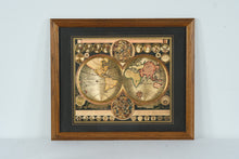 Load image into Gallery viewer, Double Hemisphere Celestial Terrestrial World Map Print Framed
