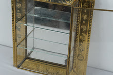 Load image into Gallery viewer, Vintage Brass Tone Mirrored Curio Wall Cabinet Arched Display Case