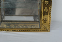 Load image into Gallery viewer, Vintage Brass Tone Mirrored Curio Wall Cabinet Arched Display Case