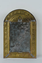 Load image into Gallery viewer, Vintage Brass Tone Mirrored Curio Wall Cabinet Arched Display Case