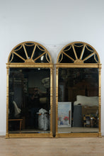 Load image into Gallery viewer, Pair of Decorative Arts Inc Gilt Arched Windowpane Wall Mirrors