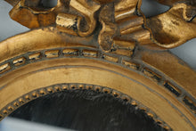 Load image into Gallery viewer, Gold Gilt Oval Wall Mirror Ribbon Bow Frame Hollywood Regency Style