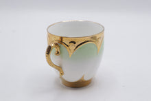 Load image into Gallery viewer, Vintage Japanese Porcelain Demitasse Cup Saucer Mint Green Heavy Gold Gilt
