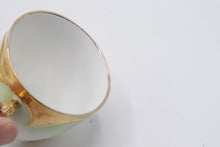 Load image into Gallery viewer, Vintage Japanese Porcelain Demitasse Cup Saucer Mint Green Heavy Gold Gilt