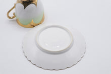Load image into Gallery viewer, Vintage Japanese Porcelain Demitasse Cup Saucer Mint Green Heavy Gold Gilt