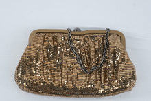 Load image into Gallery viewer, Whiting and Davis Gold Mesh Evening Bag Ruched Clutch Chain Purse 9 by 6