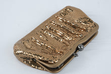 Load image into Gallery viewer, Whiting and Davis Gold Mesh Evening Bag Ruched Clutch Chain Purse 9 by 6