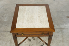 Load image into Gallery viewer, Gordon’s Inc. Mid-Century Walnut and Travertine Side Table with Drawer