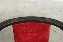 Load image into Gallery viewer, Pair of Antique-Style Carved Wood X-Frame Armchairs in Red Velvet