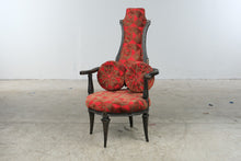 Load image into Gallery viewer, Vintage Renaissance Revival Carved High Back Armchair with Geometric Upholstery