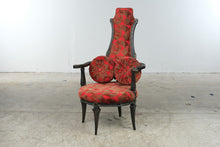 Load image into Gallery viewer, Vintage Renaissance Revival Carved High Back Armchair with Geometric Upholstery