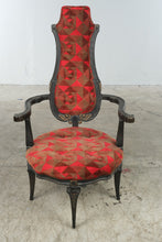 Load image into Gallery viewer, Vintage Renaissance Revival Carved High Back Armchair with Geometric Upholstery
