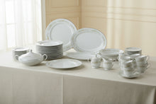 Load image into Gallery viewer, Grace Fine China Rhapsody Japan 58 Piece Dinnerware Set Floral Platinum Trim