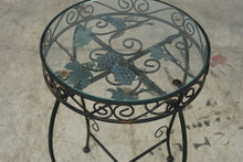 Load image into Gallery viewer, Wrought Iron Grape Vine Plant Stand Glass Top Tuscan Wine Decor 23 Inch