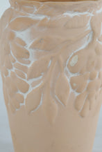 Load image into Gallery viewer, Relief-Decorated Peach Ceramic Vase with Grape & Leaf Motif