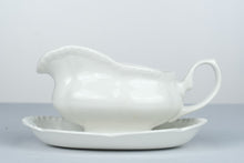 Load image into Gallery viewer, Johnson Brothers White Gravy Boat and Underplate Made in England Scalloped