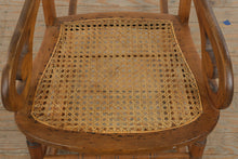Load image into Gallery viewer, Antique Wood Cane Seat and Back Rocking Chair with Scroll Arms
