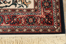 Load image into Gallery viewer, Persian-Style Area Rug with Fringe – Navy, Ivory & Red Medallion Rug – 68" x 92"