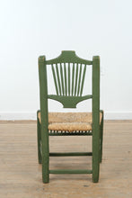 Load image into Gallery viewer, Mexican Folk Art Green Ladderback Chair with Handwoven Rush Seat