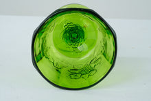 Load image into Gallery viewer, Footed Green Glass Candy Bowl / Compote - Grape & Leaf Design