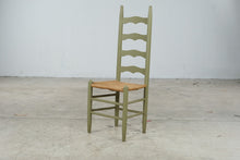 Load image into Gallery viewer, Vintage Italian Style Green Ladder Back Rush Seat Side Chair