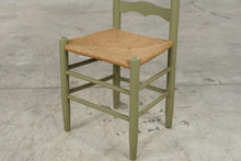 Load image into Gallery viewer, Vintage Italian Style Green Ladder Back Rush Seat Side Chair