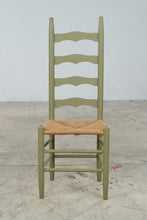 Load image into Gallery viewer, Vintage Italian Style Green Ladder Back Rush Seat Side Chair