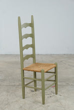 Load image into Gallery viewer, Vintage Italian Style Green Ladder Back Rush Seat Side Chair