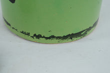 Load image into Gallery viewer, Vintage Green Painted Metal Flour Canister with Lid Floral Kitchen Storage