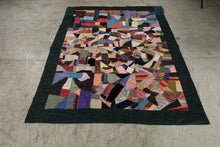 Load image into Gallery viewer, Crazy Quilt Patchwork Throw Multicolor Embroidered Textile 59 x 79