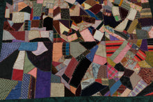 Load image into Gallery viewer, Crazy Quilt Patchwork Throw Multicolor Embroidered Textile 59 x 79