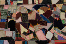 Load image into Gallery viewer, Crazy Quilt Patchwork Throw Multicolor Embroidered Textile 59 x 79