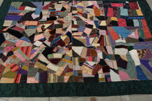 Load image into Gallery viewer, Crazy Quilt Patchwork Throw Multicolor Embroidered Textile 59 x 79