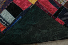 Load image into Gallery viewer, Crazy Quilt Patchwork Throw Multicolor Embroidered Textile 59 x 79