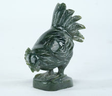 Load image into Gallery viewer, Carved Green Stone Rooster Figurine Miniature Animal Sculpture