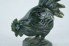 Load image into Gallery viewer, Carved Green Stone Rooster Figurine Miniature Animal Sculpture
