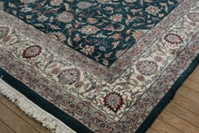 Load image into Gallery viewer, Large Persian-Style Wool Rug – 8.9’ x 12’ – Green with Ivory Border & Floral Motif