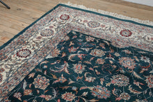 Load image into Gallery viewer, Large Persian-Style Wool Rug – 8.9’ x 12’ – Green with Ivory Border & Floral Motif