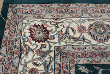 Load image into Gallery viewer, Large Persian-Style Wool Rug – 8.9’ x 12’ – Green with Ivory Border & Floral Motif