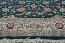Load image into Gallery viewer, Large Persian-Style Wool Rug – 8.9’ x 12’ – Green with Ivory Border & Floral Motif